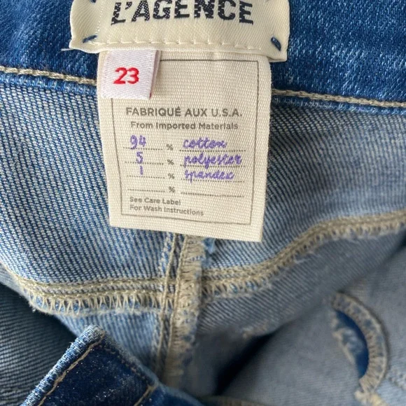 L'AGENCE El Matador french slim metallic crop skinny jeans Fremont gold size 23